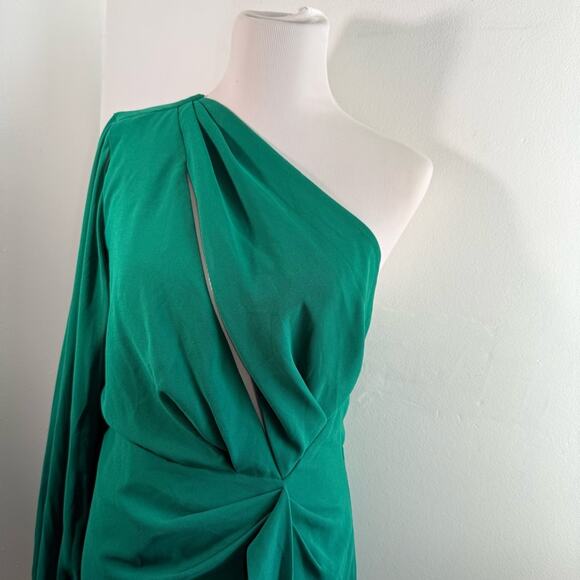 Michael Costello x Revolve Sunny Emerald One Shoulder Cut Out Mini Dress Large - Picture 8 of 13